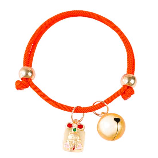 

Pet Collar Chinese Style Attractive Adjustable Universal Cats Dogs Collar Necklace with Bell for Spring Festival оранжевый