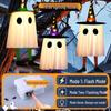 Glowing Halloween LED Wizard Hat and Ghost String Lights for Spooky Decoration