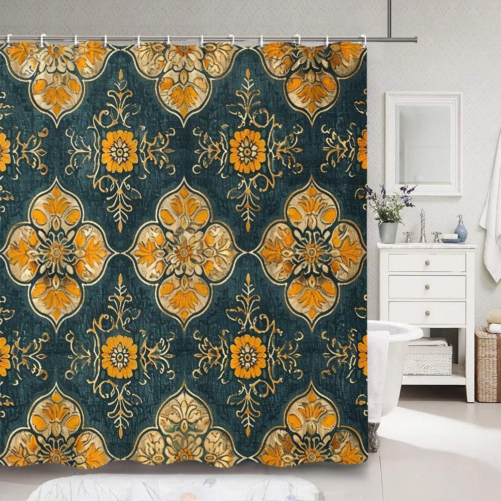 Zasłona prysznicowa w kształcie liścia Prosta, nowoczesna, kolorowa, z poliestru, zasłona prysznicowa z motywem liści, dekoracja łazienki z haczykami, akcesoria łazienkowe