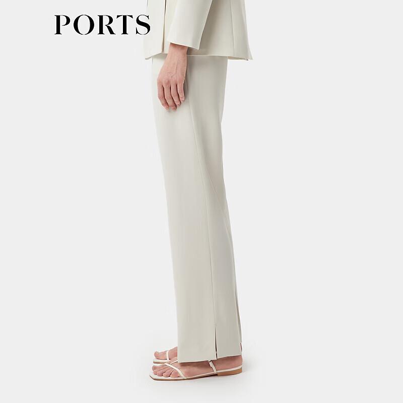 PORTS Women's Elegant Platinum Champagne Straight-Leg Trousers
