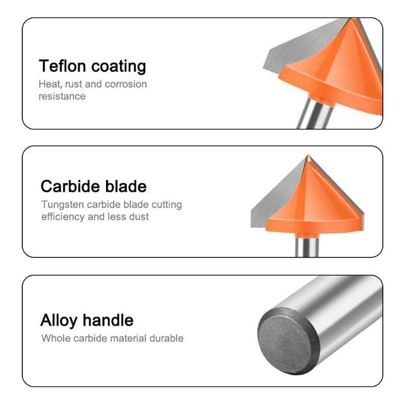 8mm Shank 60 90 120 150 Degree V Type Slotting Cutter Bit CNC Engraving Solid Router Bit Carbide Milling Cutter