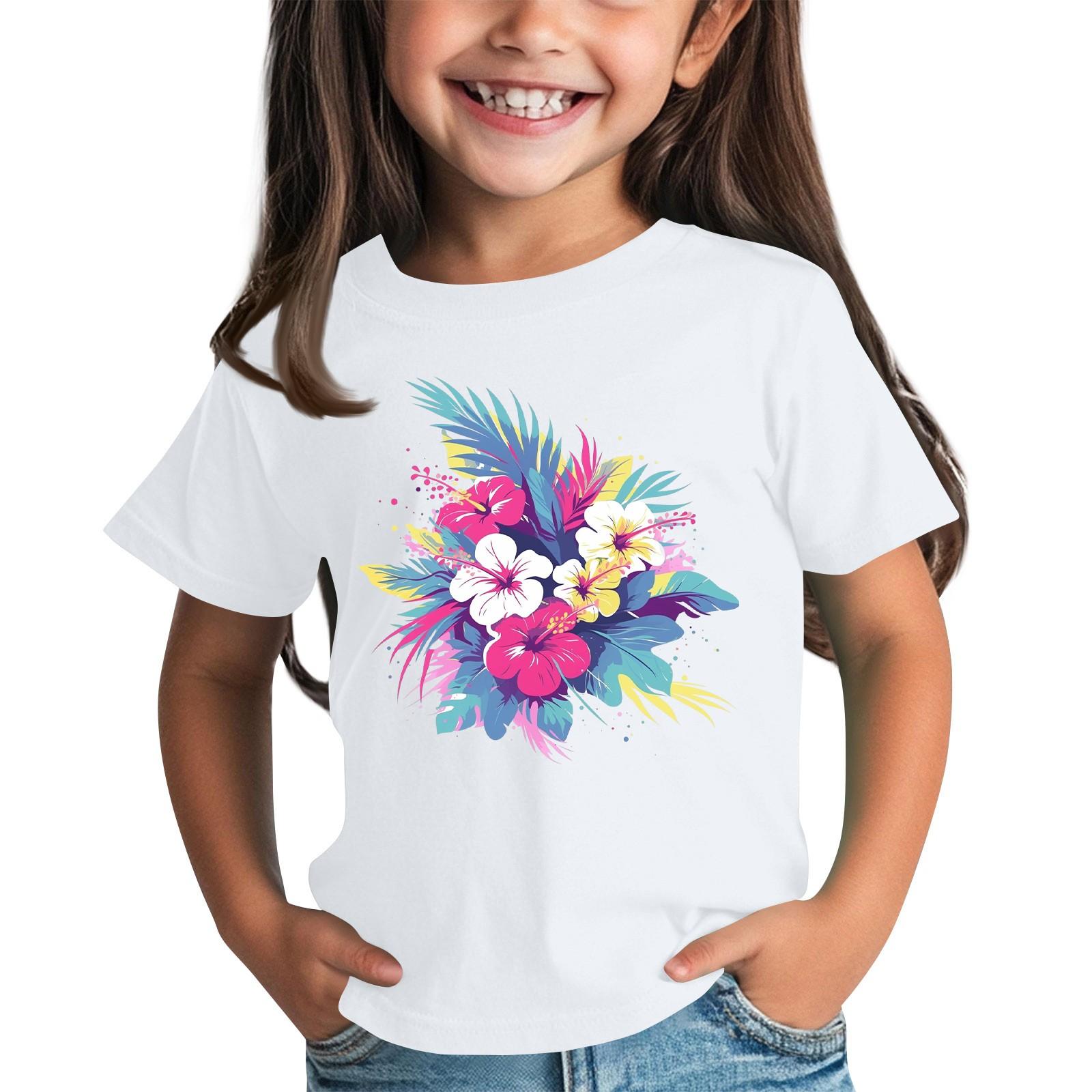 

Детская модная повседневная футболка с круглым вырезом и короткими рукавами 140 белый