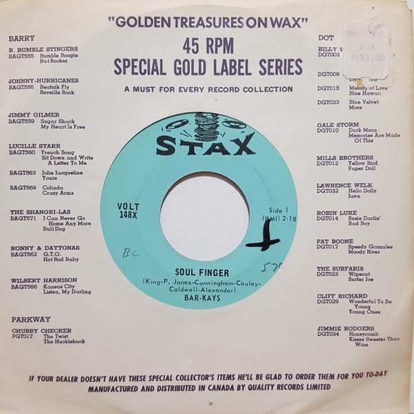 

7-дюймовая пластинка BARKAYS Soul Finger Knucklehead VOLT148 STAX 1967 Канада SoulFunk Б/у
