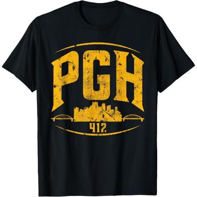 Pittsburgh Pennsylvania Steel City Skyline PGH 412 Vintage T-Shirt