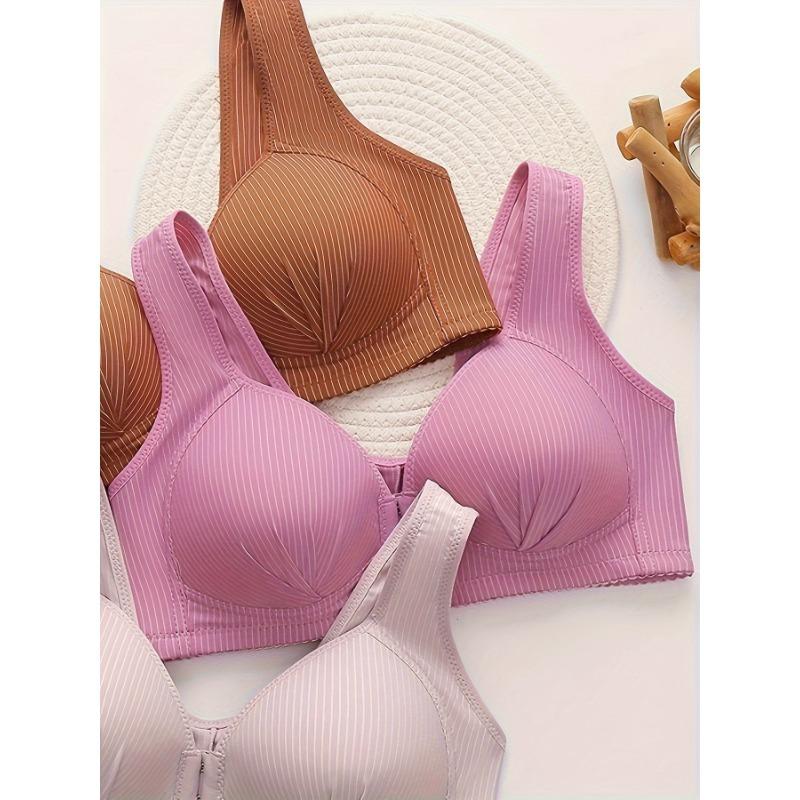 Women's Elegant Style Bra, Nursing Stretchy Bra With Front Closure, Comfort Support Underwear