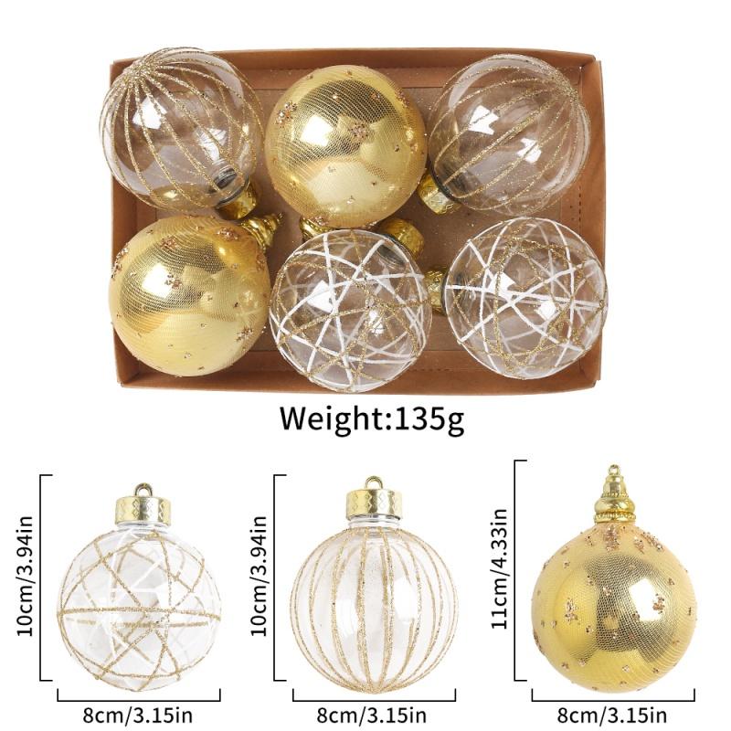 6Pcs/Box 8CM Christmas Balls Decoration Xmas Tree Hanging Ornaments for Party Home Decor New Year Navidad 2026 Gifts Accessories