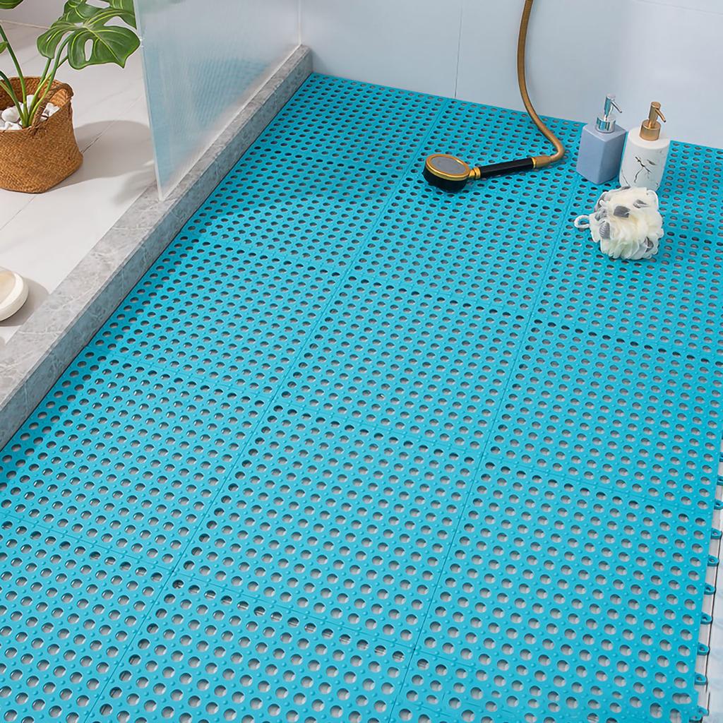 10PCS Suction Cup Floor Mats Anti Slip Plastic Mosaic Bath Mat for Kitchen Bathroom Grey