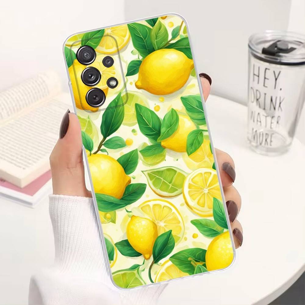 Frucht Zitrone Malerei Handyhülle Für Samsung Ultra,FE,A30,71,51,S9,10,20,Lite, S22,23,21,Plus, Transparent, Silikon