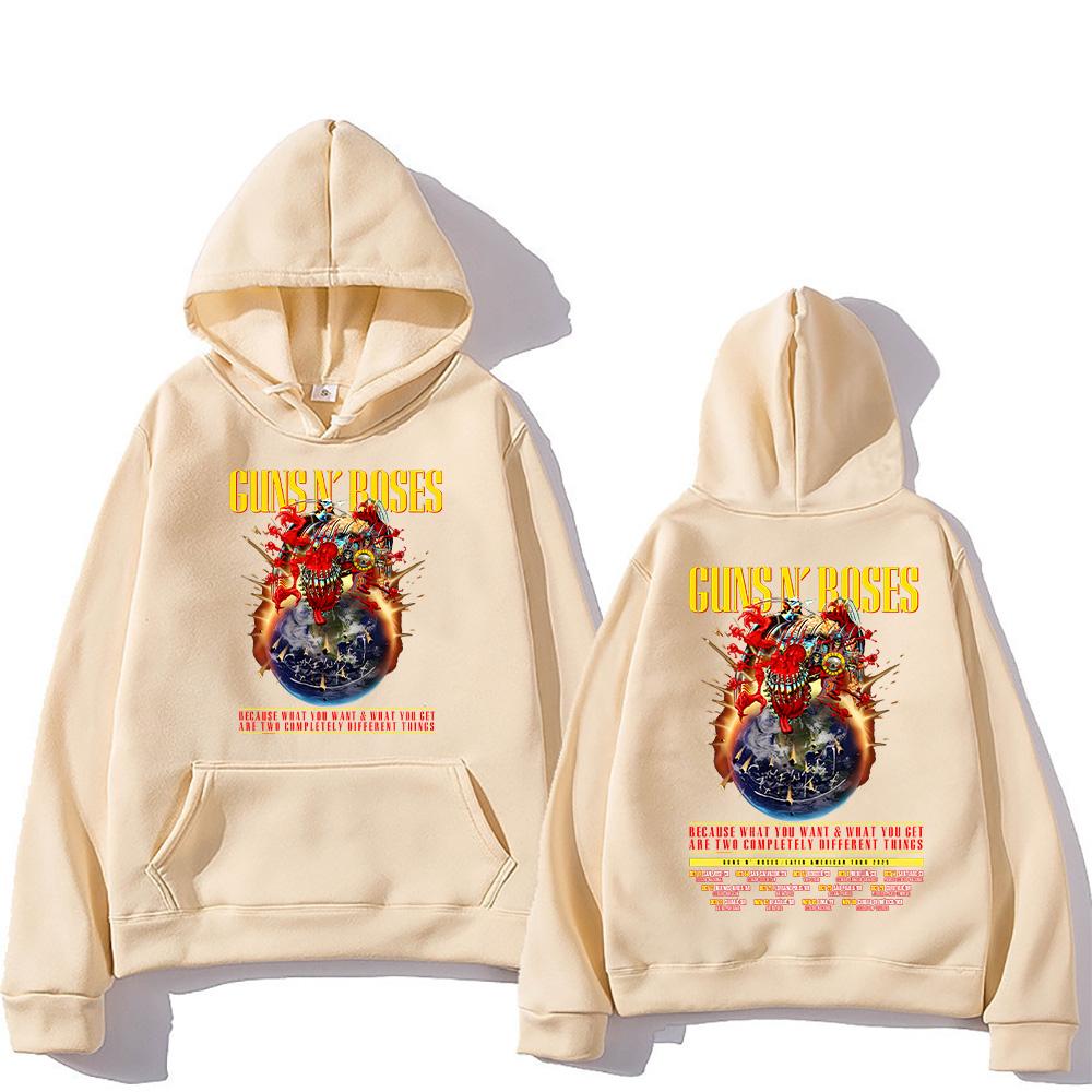 Guns N Rosess Latin American Tour 2025 Hoodies Long Sleeve Fleece Hooded Sweatshirts Fashion Women Unisex Streetwear Loose Hoody