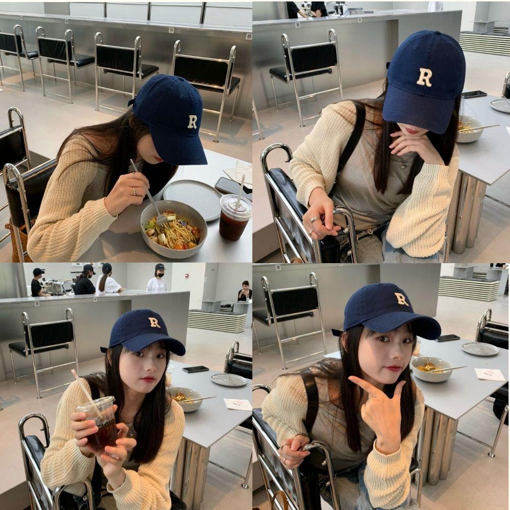 Embroidered Embroidery Baseball Cap Retro Sun Hat Simple Letter Baseball Hat  Cycling