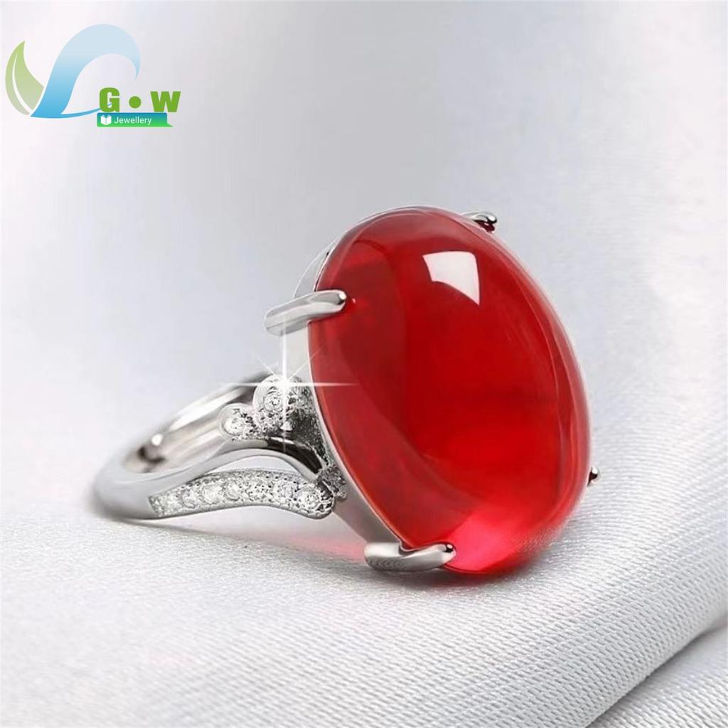 Rode Agaat Jade Ring Dames Opening Verstelbaar Eenvoudige Stijl Chalcedoon Sterling Zilveren Ring voor Moeder Dames Ringen Fijne Sieraden Cadeau
