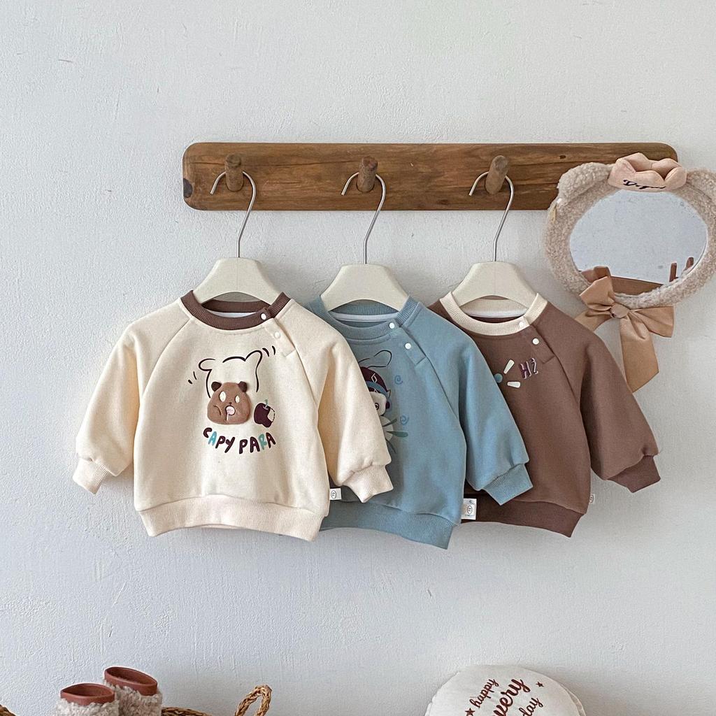 2025 Kids' Korean Style Winter Sweatshirt - Boys' Fashion Print & Girls' Cute Pullover