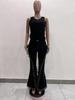 Women's Tassel Raw Hem Slim Flare Denim Pants