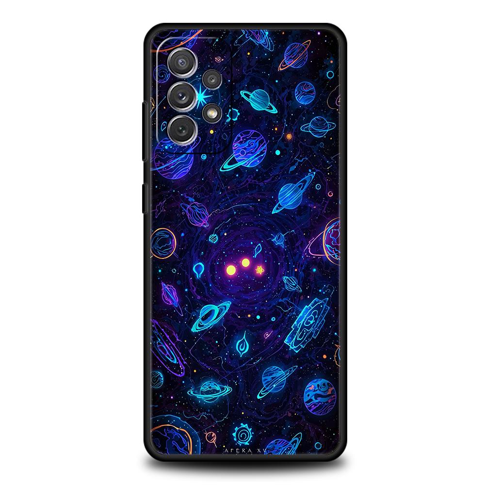 

Чехол для телефона Samsung Galaxy A55 A53 A52 A52S A51 A41 A35 A32 A25 A23 A15 A13 A71 A72 Мягкий ТПУ Корпус Вселенная Звездное небо Луна Samsung A52s 5G