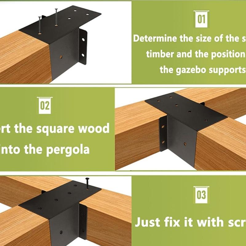 2Pcs 4x4in Rafter Post Brackets Pergola Kits Stainless Steel Pergola Brackets Patios Pergola Post Connectors Easy To Use
