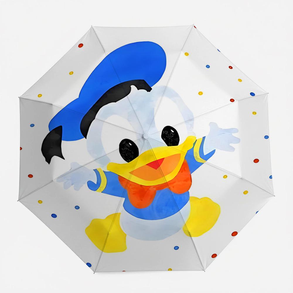 

Disney Donald Duck Cute Watercolor Art Print with Colorful Polka Dots Automatic Folding Umbrella, White Waterproof Windproof Tra (as the picture,Iron&8K)