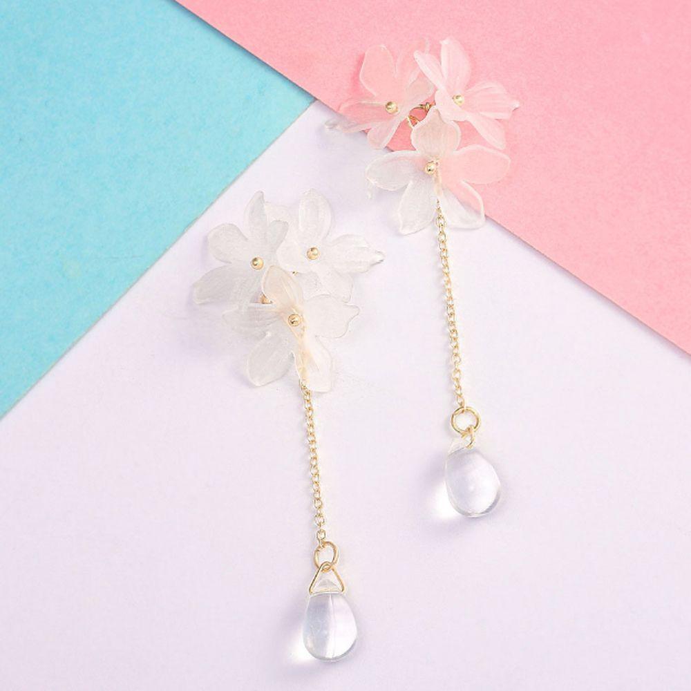 White Women Transparent Crystal Small Fashion Daisy Dangle Ear Studs Drop Earrings Eardrop Jewelry