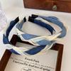 New Retro Braided Twist Headbands Fashion Denim Panelled Mesh Yarn Hair Hoop for  Woman Girl Elegant Hair Band Hair Accessories