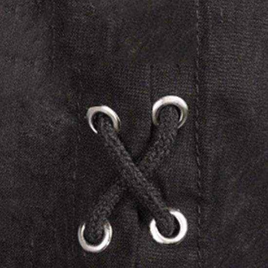 Hemd Stehkragen Einfarbig Vintage Langarm Kordelzug Herren Top für Bühnenshow