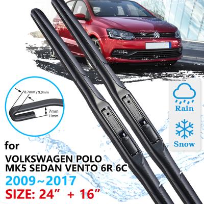 Car Front Wiper Blade For Volkswagen POLO MK5 Sedan Vento 6R 6C 2009~2017 Windscreen Windshield Wipers Windows Accessories