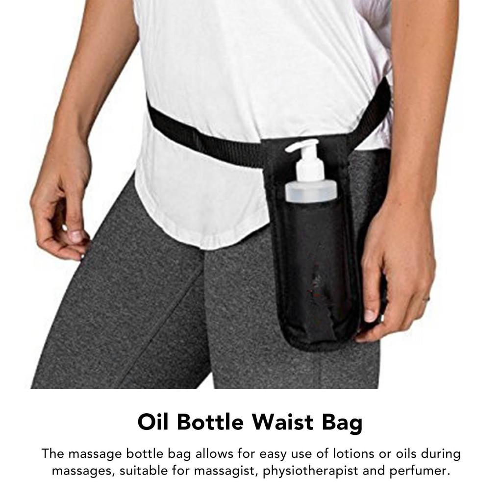 Massage Bottle Bag Adjustable Lightweight Portable Massage Lotion Waist Hanging Holder for Spa Salon