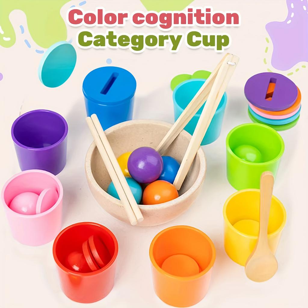 8 Color Classification Matchirng Cup Desktop Game For Color And Shape , A Versatile Puzzle Toy