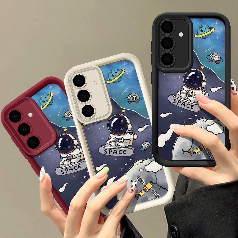 

Для Smausng S25 S24 S22 Ultra Plus S23 S21 S20 Fe A55 A54 A53 A52 A35 A34 A15 5g Astronaut Pattern противоударный защитный силиконовый мягкий чехол для объектива Samsung S24 чёрный