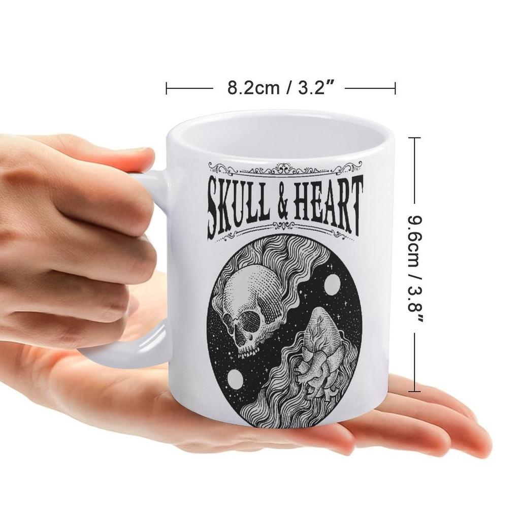 11oz White Ceramic Cup with Dual Print Areas, Glossy Surface and Comfortable Grip, Perfect for Everyday Coffee and Warm Drinks