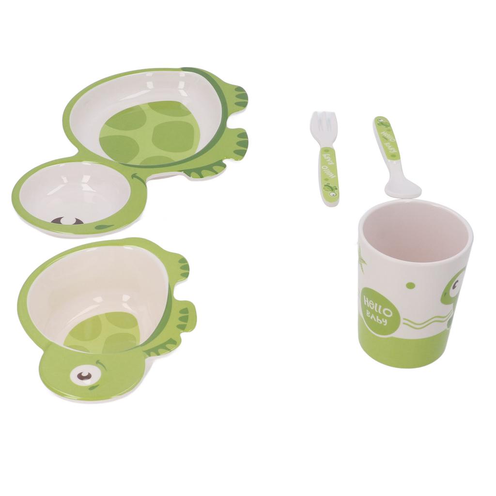 5pcs Baby Plates Set Divided Heat Resistant Lightweight Carton Exquisite Toddler Bowl Dining Set