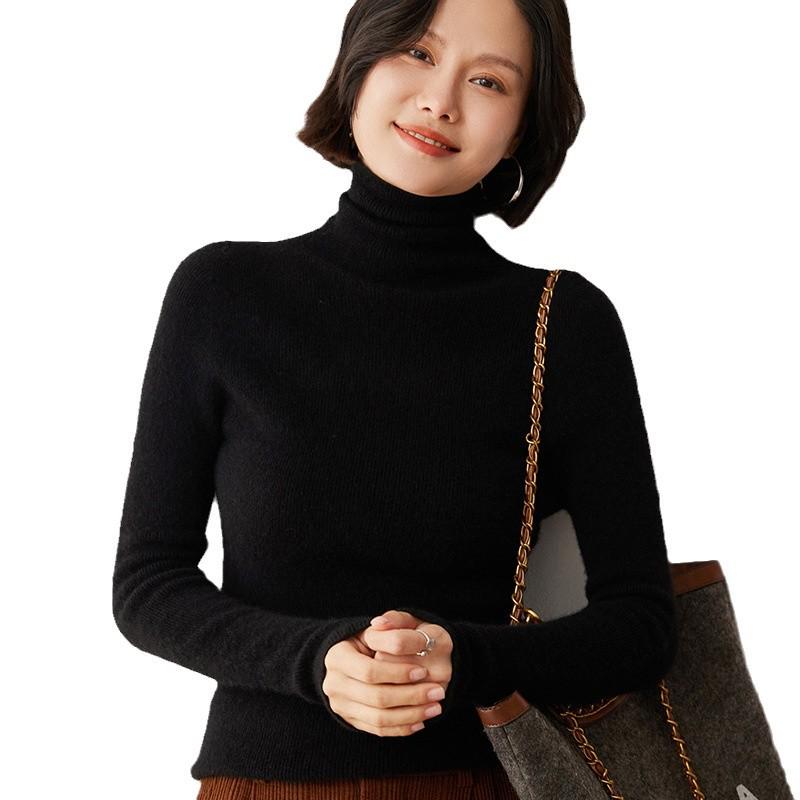 Autumn/Winter New Arrivals: Women's Slimming High-Neck Cashmere Knitwear.