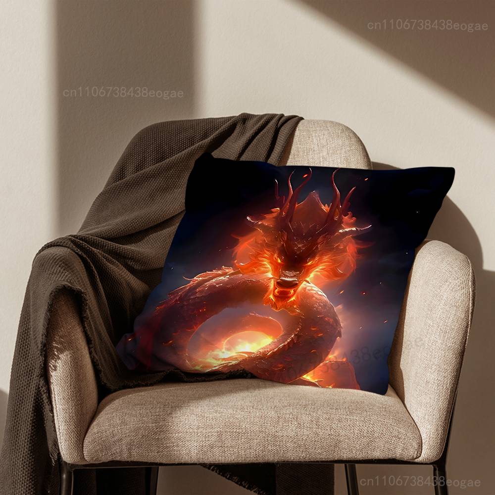 Fashion Dragon Ferocious  Pillow Case Living Room Sofa Cushion Cover Suitable For Home Bedroom Decoration And Protector
