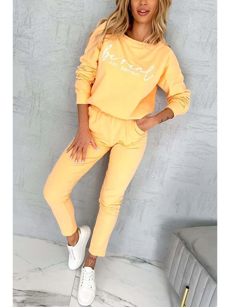 2024 Jesień Europejski i Amerykański Damski Nowy Zestaw Top z Długim Rękawem i Spodnie z Nadrukiem