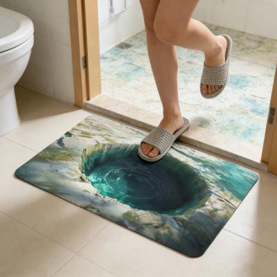 3D Optical Illusion Rug Floor Mat with Realistic Hole Pattern Test And Play with Pet Non-Slip Fun Bottomless Pit Doormat for Entrance Living Room