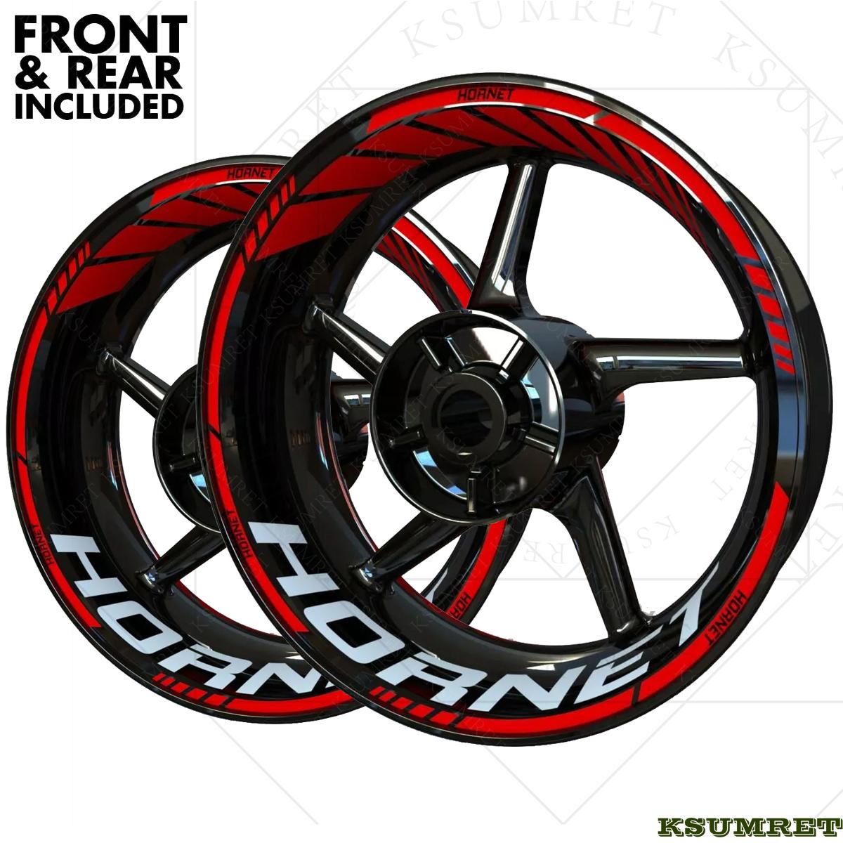 Vinyl HONDA HORNET Wheel Sticker HONDA HORNET Logo Motorcycle Rim Decal Stickers Set красный