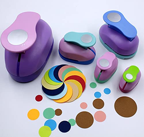 TARATI Craft Punch, Round, 9-38mm, Circle, Paper Hole Punch, DIY Tool, Nursery Craft Tool, Random Color, Set of 4