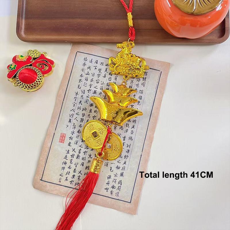 2026 Year Of The Horse Wall Hanging Ornament Green Plant Potted Lucky New Year Decoration 2026 Year Of The Horse Wall Hangingift