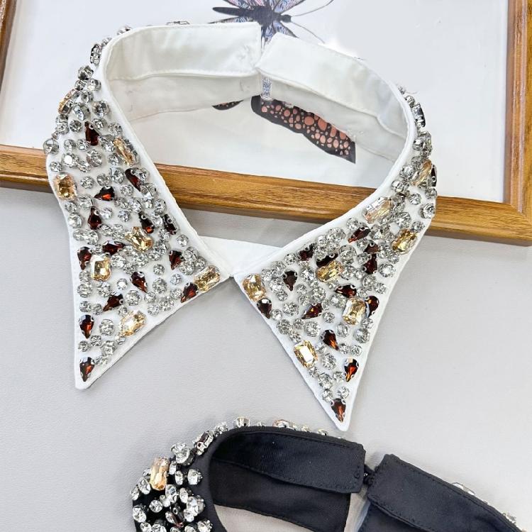 Fashion Jeweled Detachable Collar Shawl Versatile Lapel Colorful Rhinestones Collar Shawl for Dress Shirt