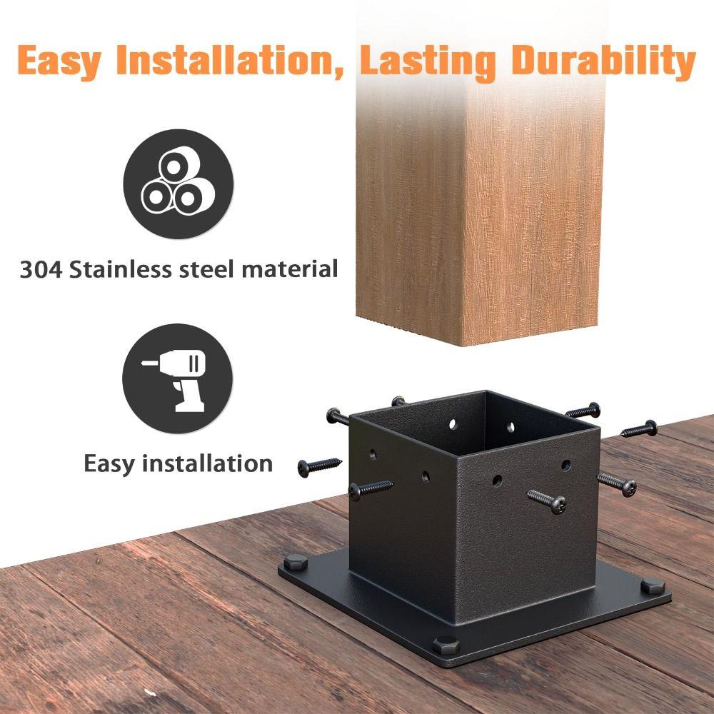 Rust Proof Metal Brackets Durability Heavy Duty Wooden Post Base Black Deck Railing Installation Pavilion Hardware