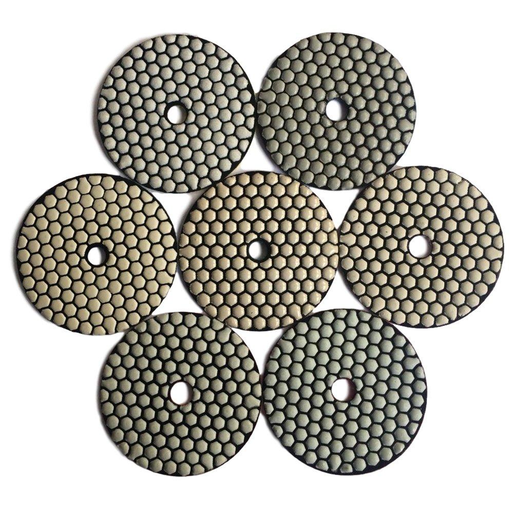Konfor 100mm Diamond Polishing Pads, Dry Grinding Cutter for Marble and Granite, Pack of 7