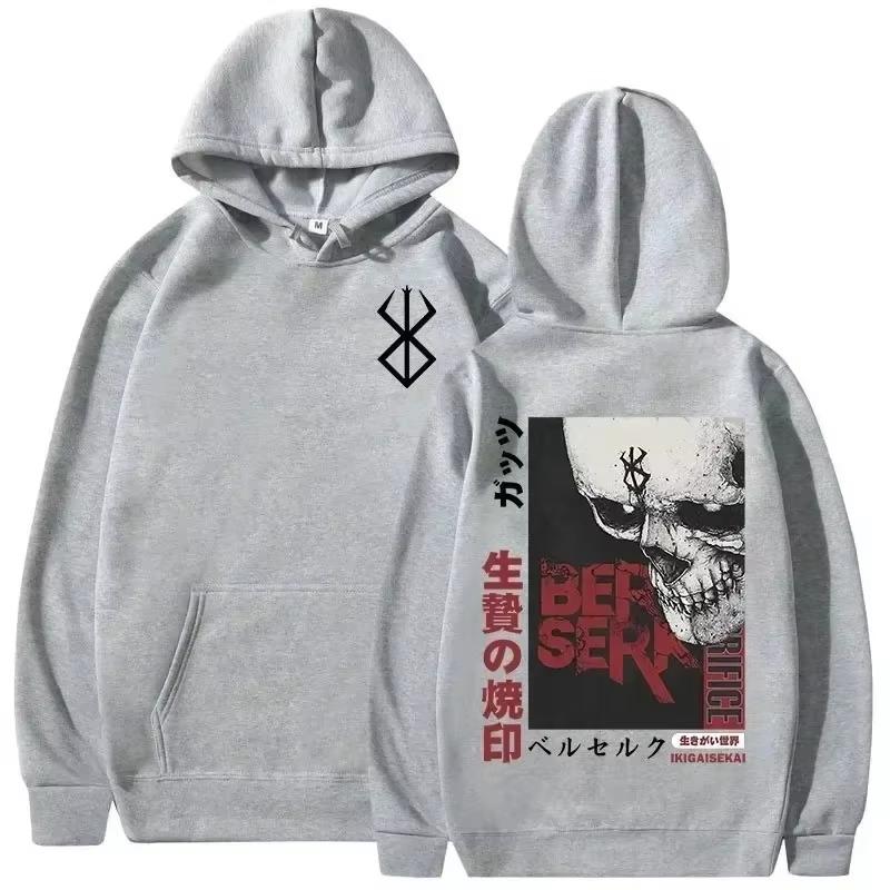 Men's Casual Hooded Sweatshirt Anime Berserk Legend Guts Swordsman Casca Zodd Sacrifice Mark Print Autumn and Winter Adult Pullo