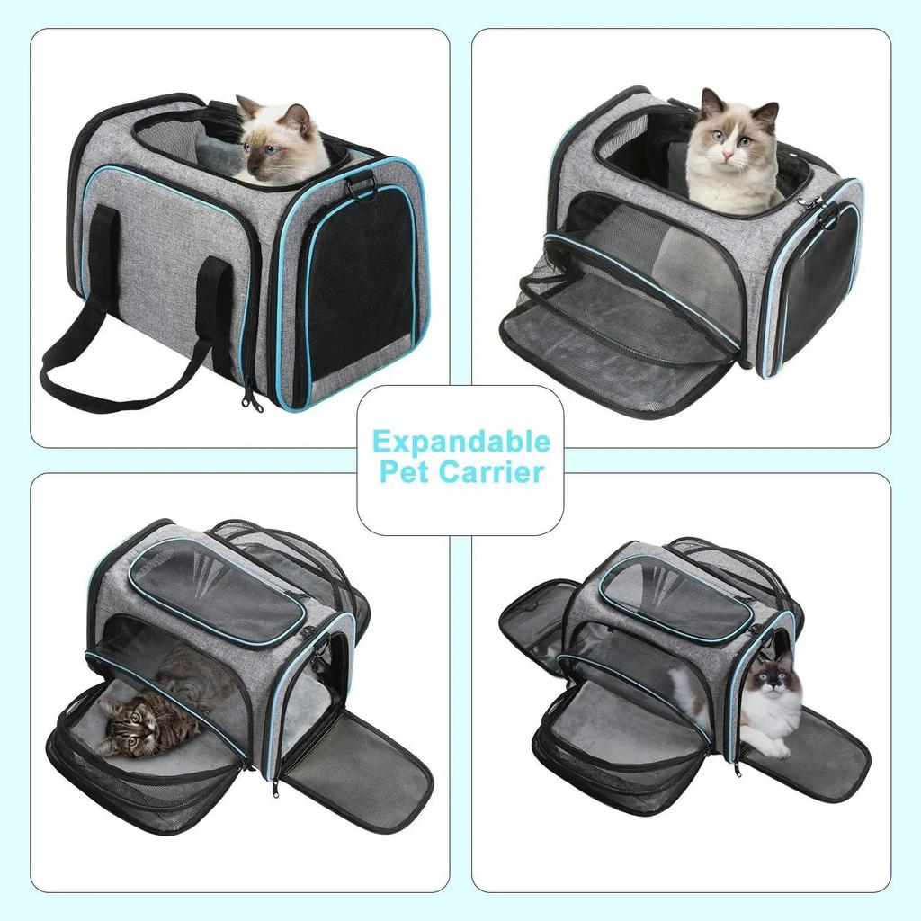 Portable Cat Carrier Airline Approved Pet Handbag Foldable Soft-Sided Cat Cage Expandable Pet Travel Bag Breathable Pet Dog Bag