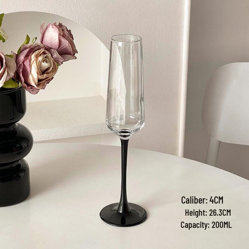Black Stem Champagne Flute Set