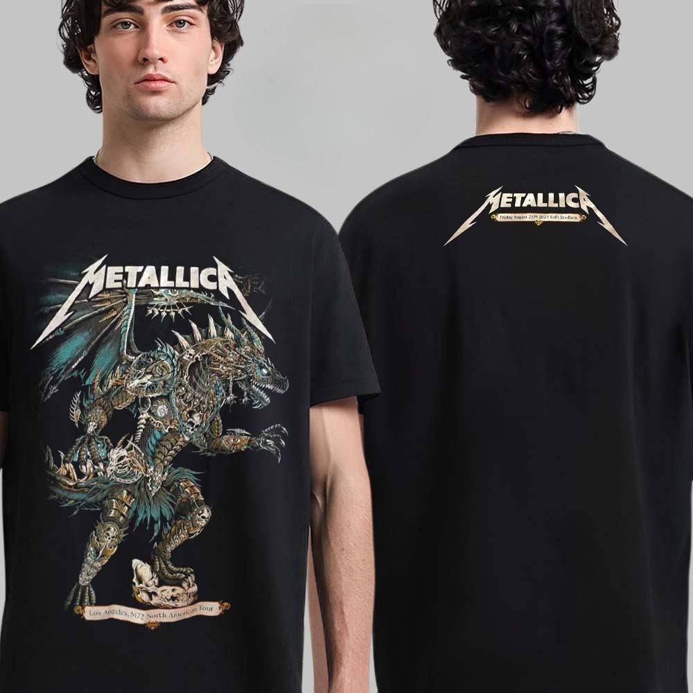 Metallica M72 Arlington Texas Night 2 Merch Tee M72 North American Tour on August 20 2023 The Skeleton Art Two Sides