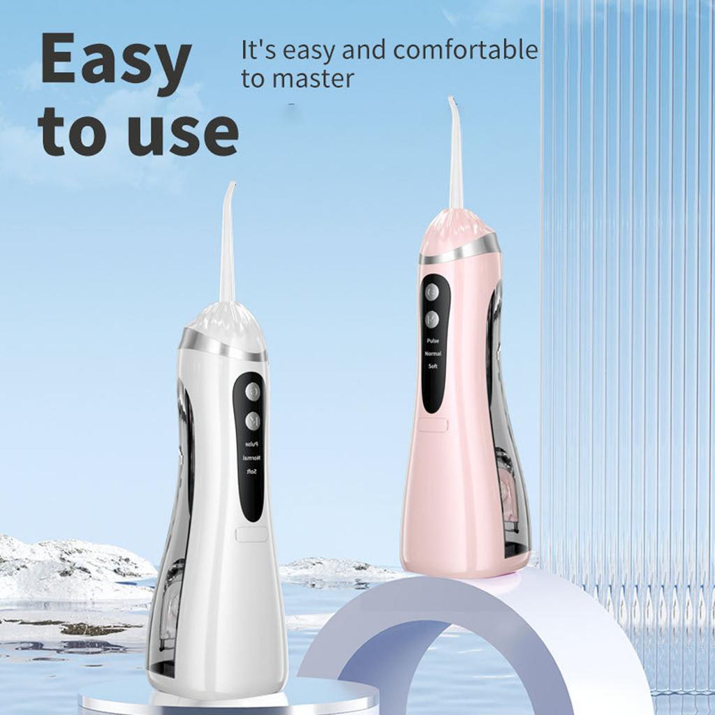 Travel Electric Water Flosser with 3 Modes Cleaning Sensitive Gums Care IPX7 Waterproof Includes 4 Dental Nozzles Ergonomic Grip for Family Use