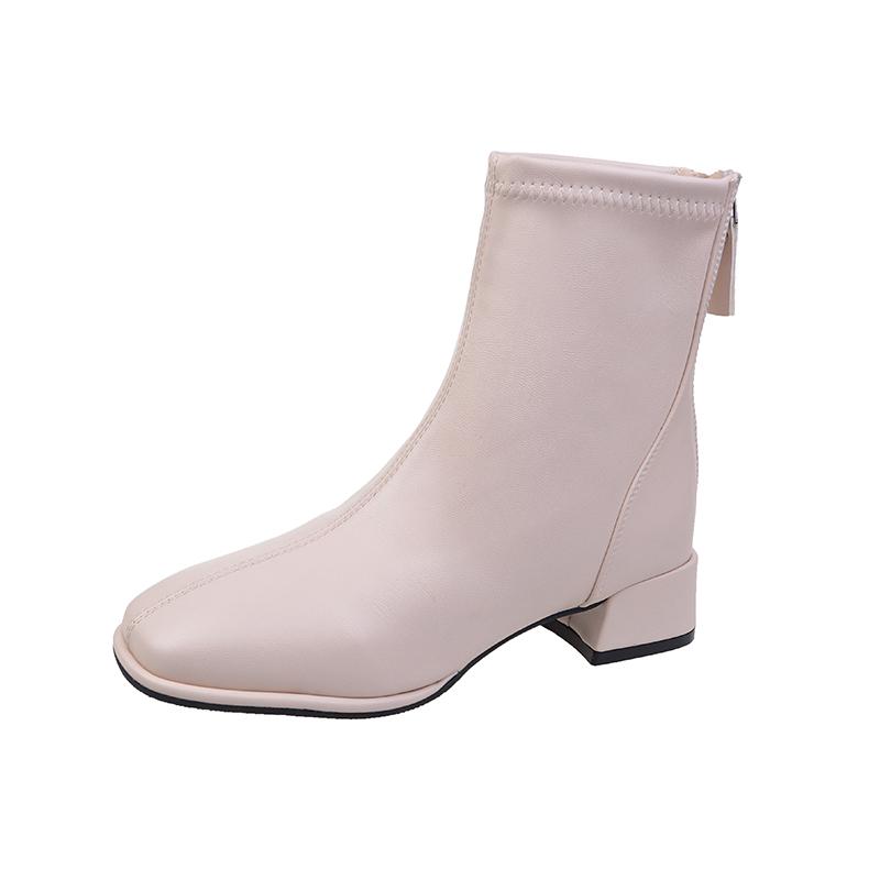 Slimming Short Plush Women Ankle Boots Autumn Winter Ladies Concise Thick Heel Short Botas Zapatos De Mujer