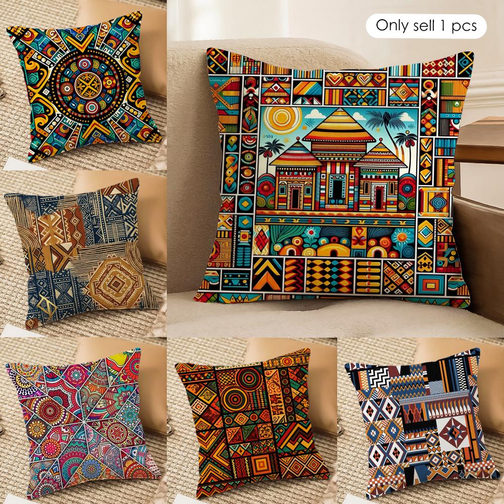 African Living Art Cushion Cover Soft Plush Fabric DoubleSided Printed Cushion Covers for All Seasons Home Decor