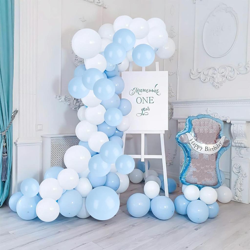 110PCS blue and white latex balloons, suitable for birthday, graduation ceremony, wedding, party decoration