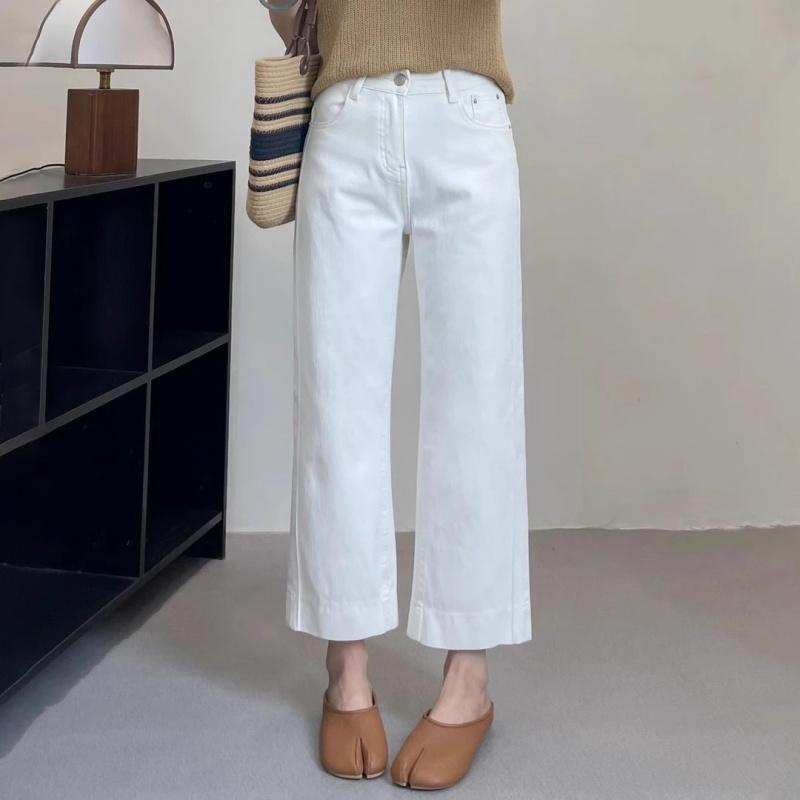 2026 New Versatile Straight-Leg Cropped Jeans for Women, Plus Size Narrow Wide-Leg Pants