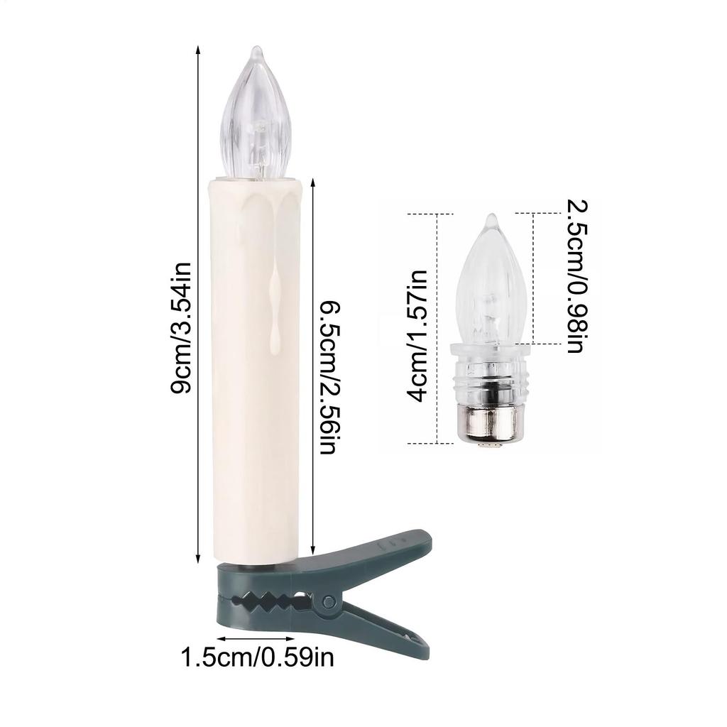 Candle Ornaments Taper LED Home Decor with Remote 10 Pieces Christmas Tree Candle Decorations for Party Outdoor Birthday Holiday