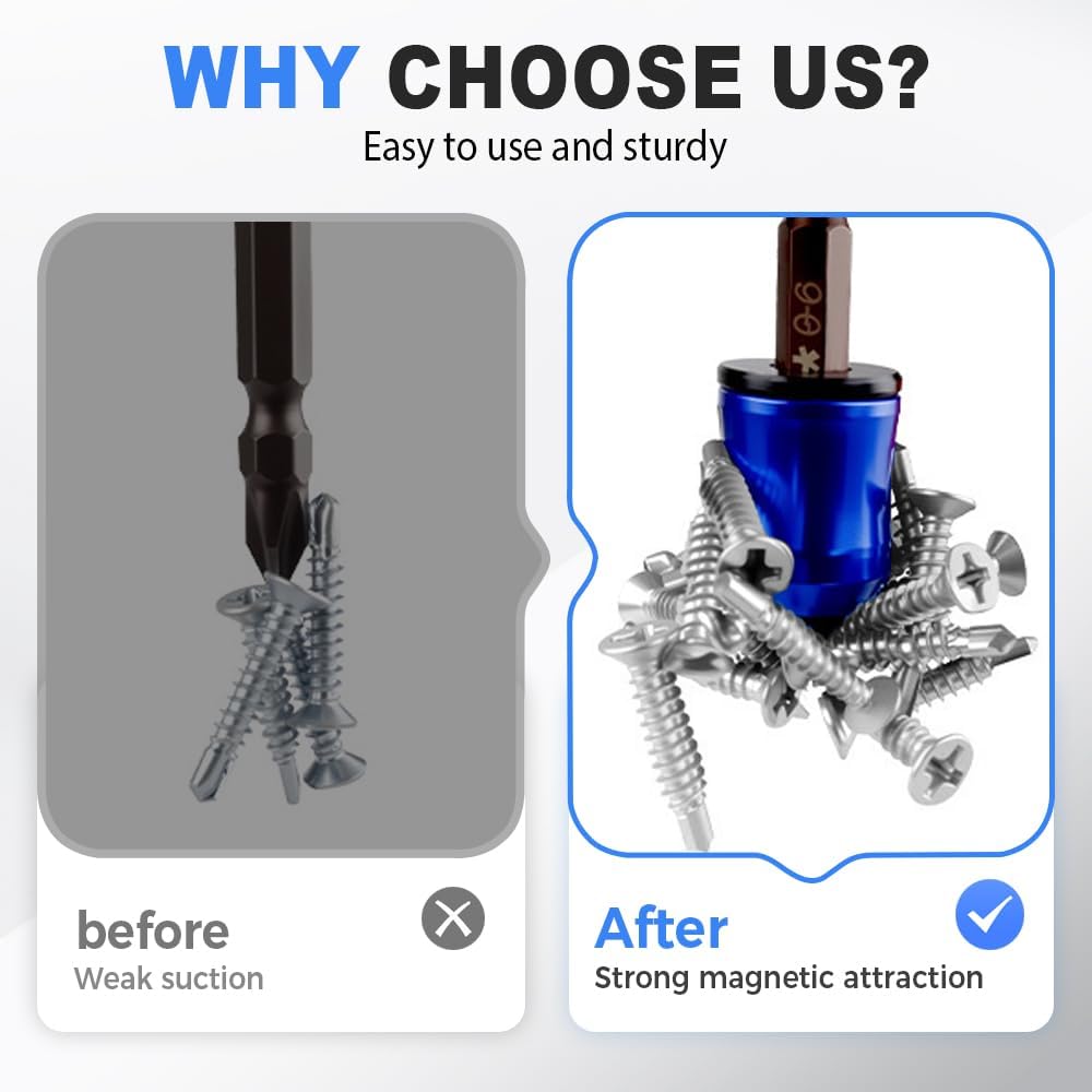 1/5Pcs Magnetic Screw Rings Magnetized Ring Screwdriver Bits Aluminum Alloy 1/4 Inch Shank Screw Bit Magnetic Magnetizer